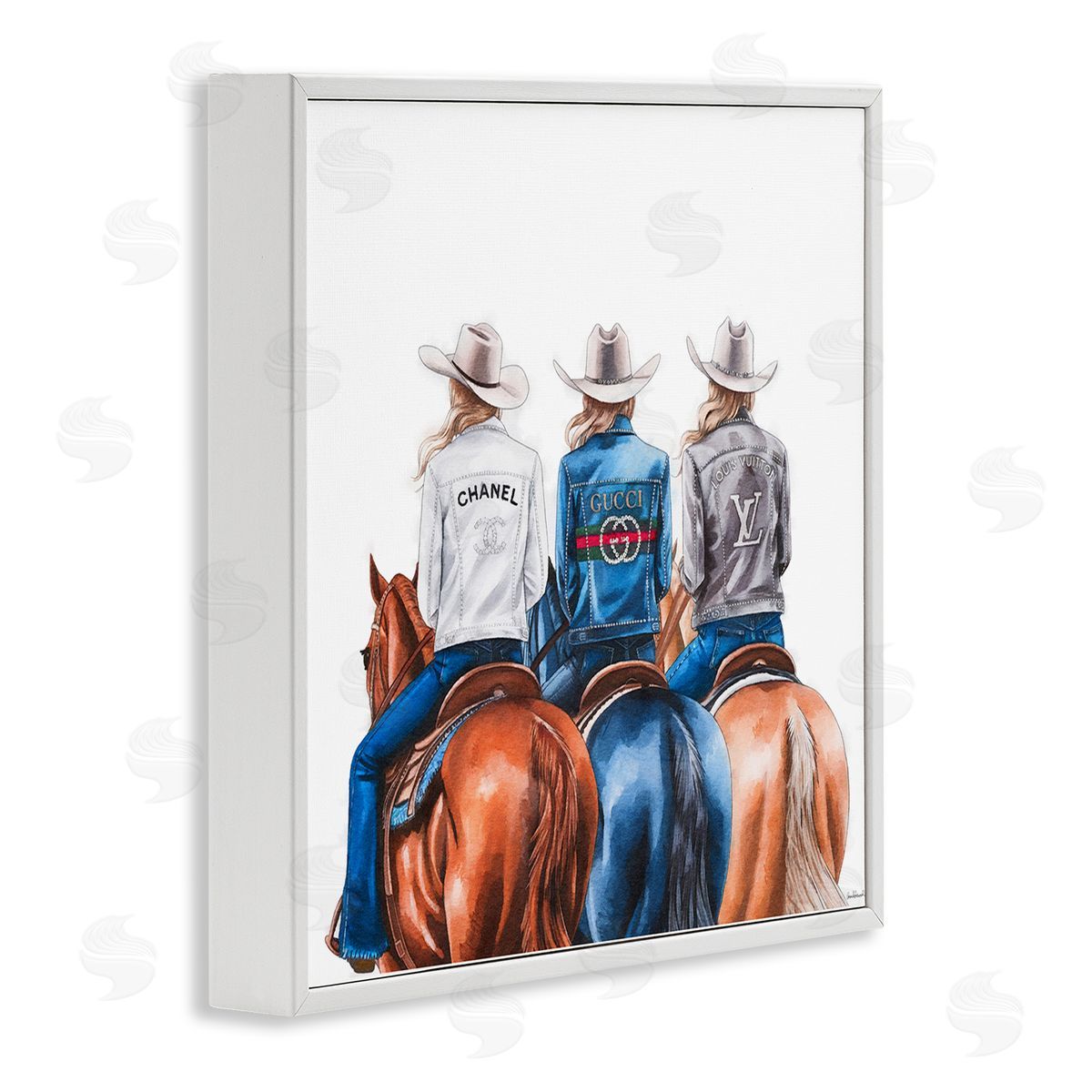 Fashion Trend Cowgirls White Frame Print Wall Art, Home Decor by Amanda Greenwood