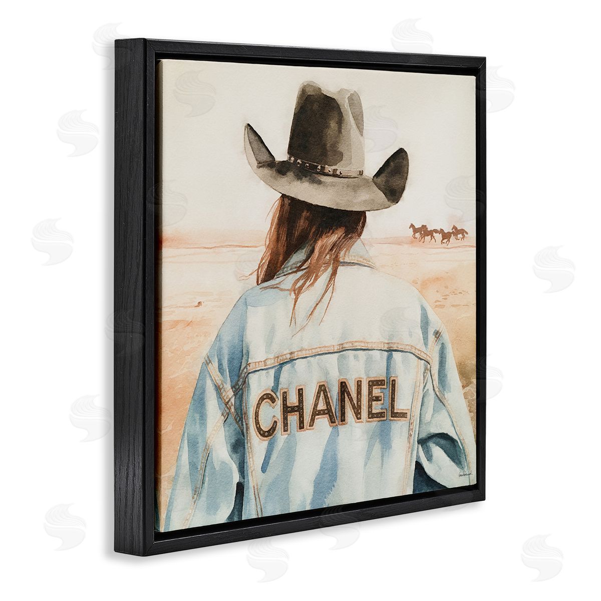 Desert Cowgirl Glam Brand Black Floating Frame Canvas Wall Art, Home Decor by Amanda Greenwood