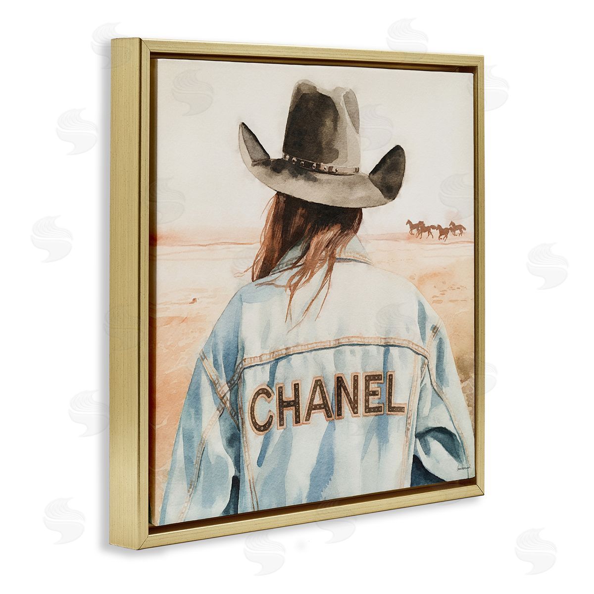 Desert Cowgirl Glam Brand Gold Floating Frame Canvas Wall Art, Home Decor by Amanda Greenwood