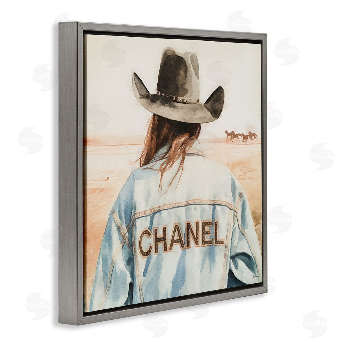 Desert Cowgirl Glam Brand Grey Floating Frame Canvas Wall Art, Home Decor by Amanda Greenwood