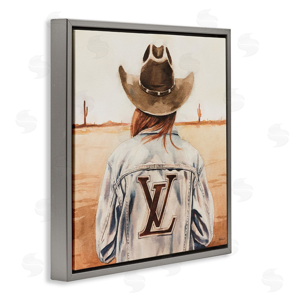 Desert Cowgirl Fashion Brand Grey Floating Frame Canvas Wall Art, Home Decor by Amanda Greenwood