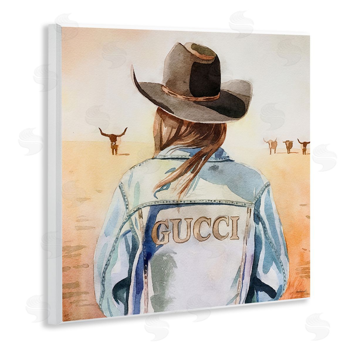Fashionable Desert Cowgirl Wood Plaque Wall Art, Home Decor by Amanda Greenwood