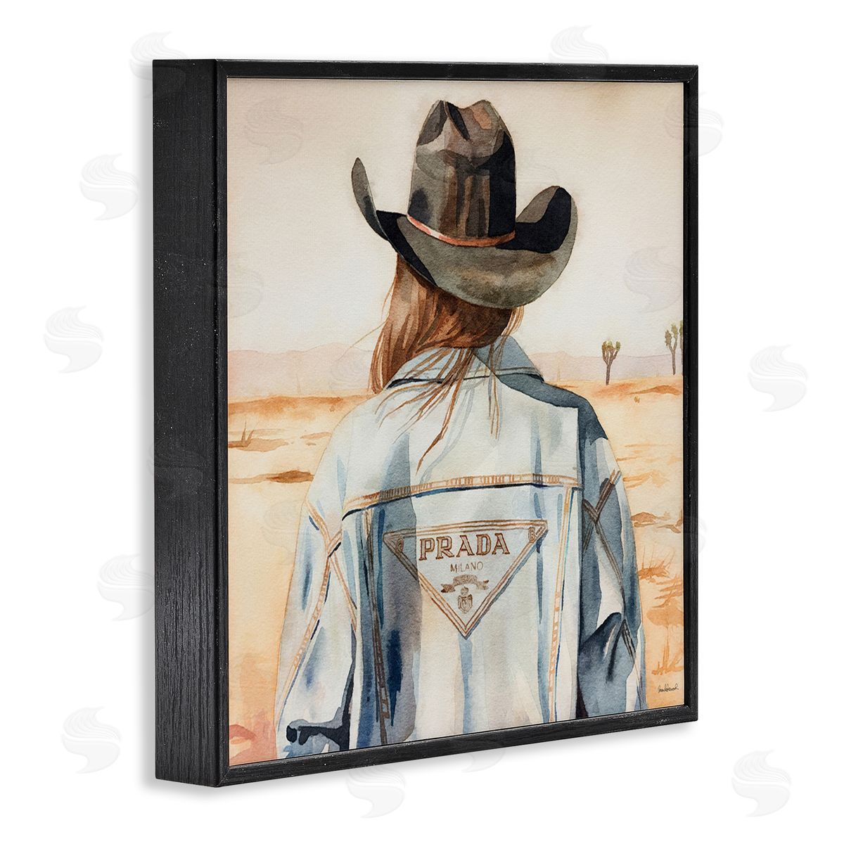 Glam Desert Cowgirl Black Frame Print Wall Art, Home Decor by Amanda Greenwood