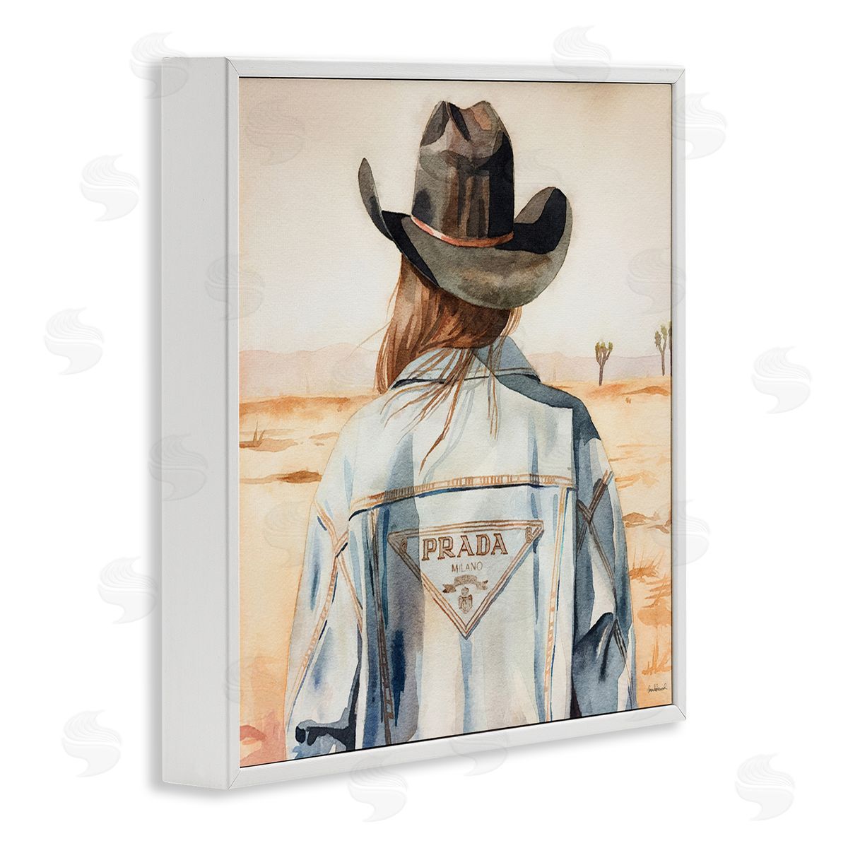 Glam Desert Cowgirl White Frame Print Wall Art, Home Decor by Amanda Greenwood