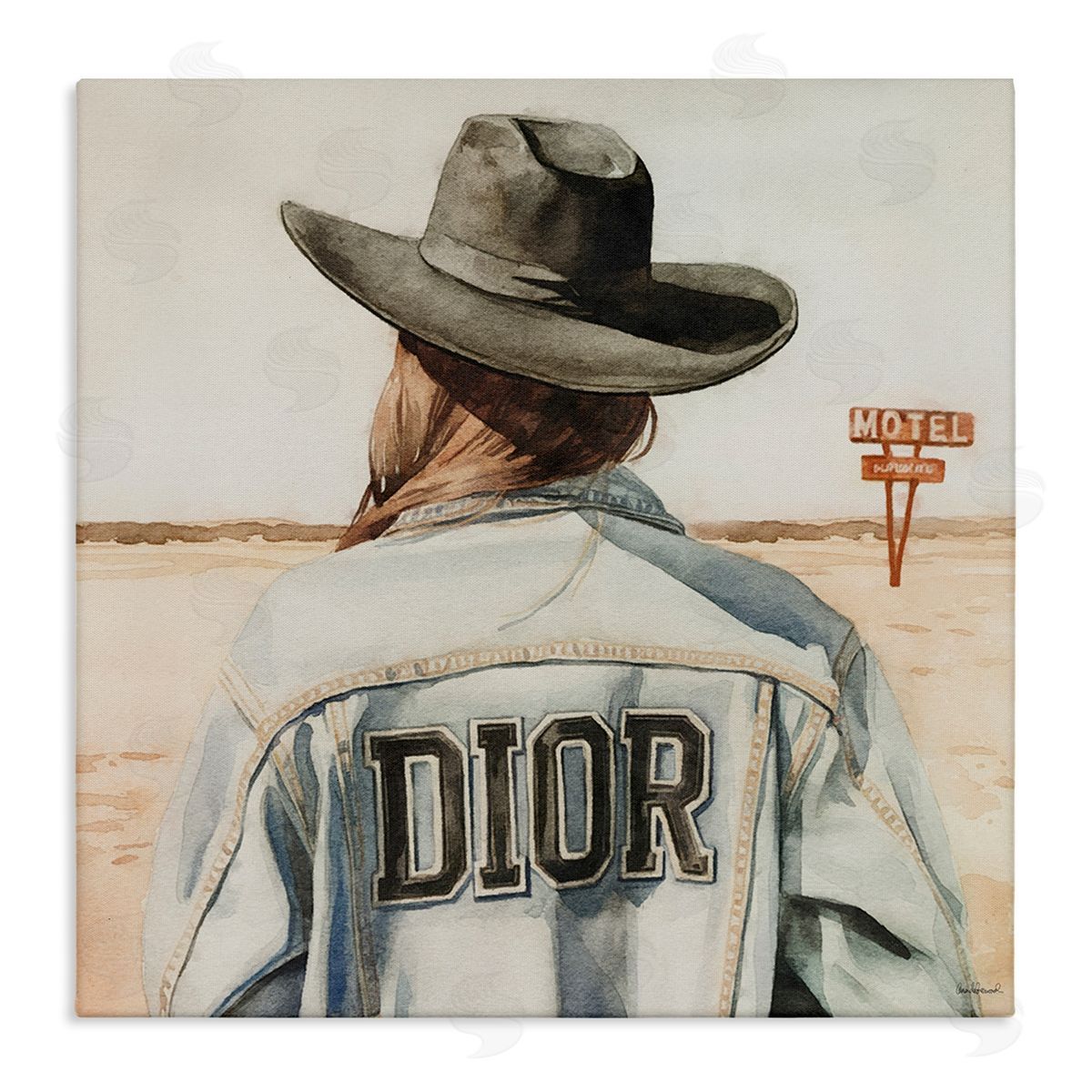 Glam Cowgirl in Desert Canvas Wall Art, Home Decor by Amanda Greenwood