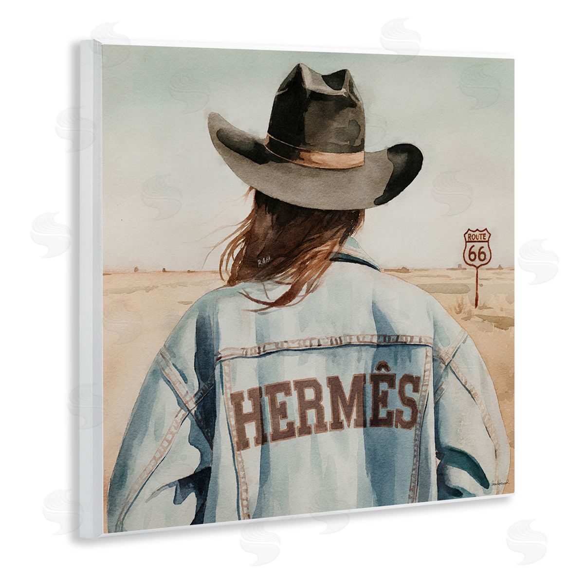 Trendy Cowgirl in Desert Wood Plaque Wall Art, Home Decor by Amanda Greenwood