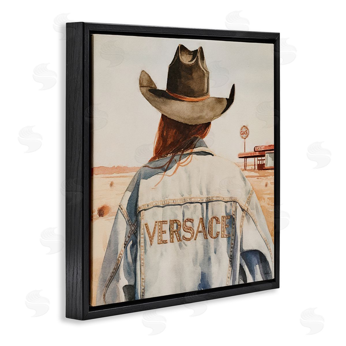 Glam Jacket Cowgirl Black Floating Frame Canvas Wall Art, Home Decor by Amanda Greenwood