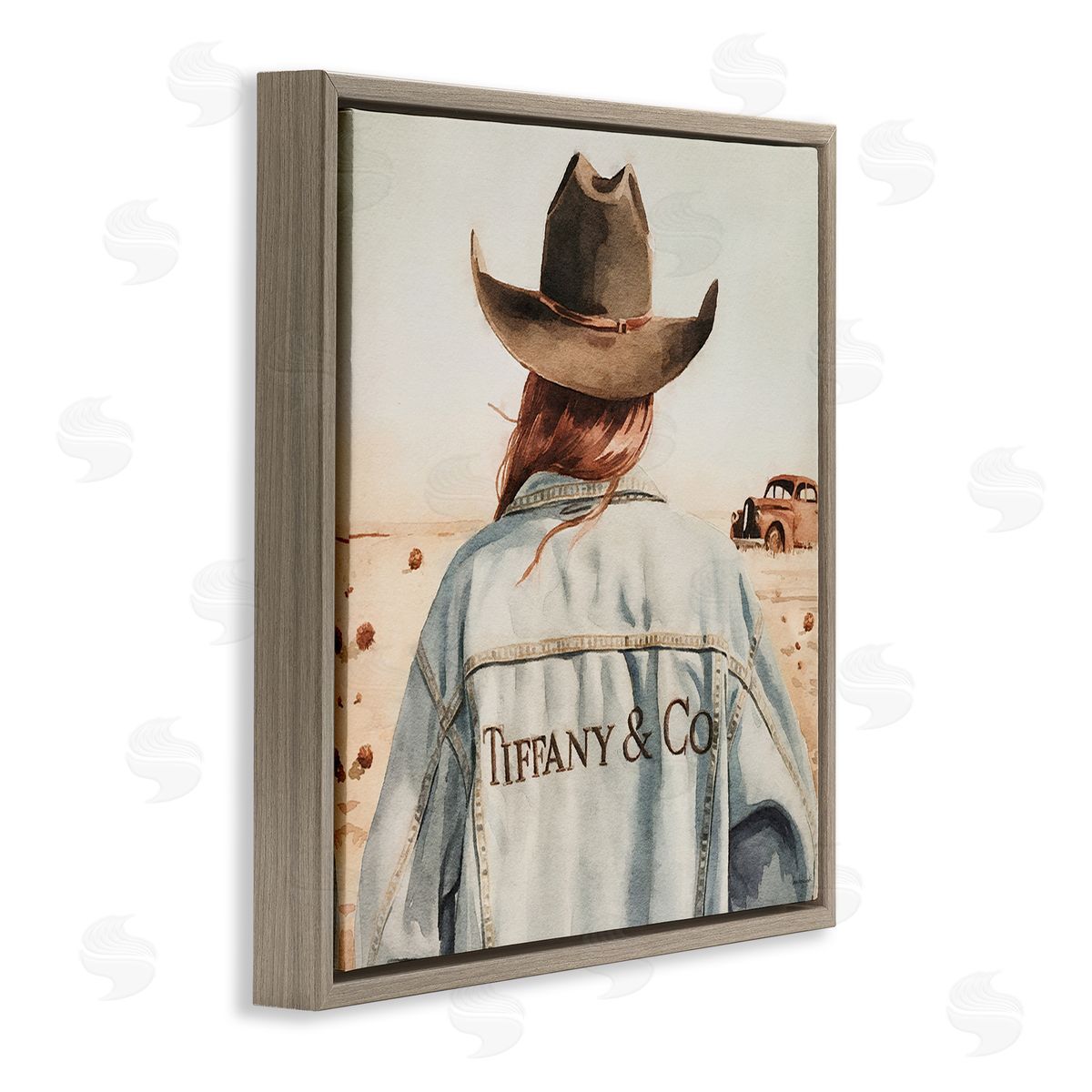 Trendy Brunette Cowgirl Brown Floating Frame Canvas Wall Art, Home Decor by Amanda Greenwood