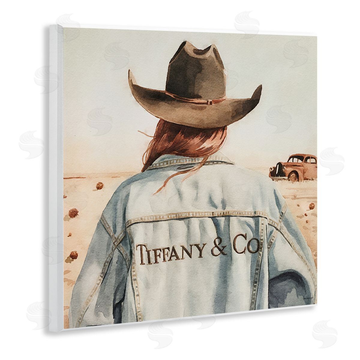 Trendy Brunette Cowgirl Wood Plaque Wall Art, Home Decor by Amanda Greenwood