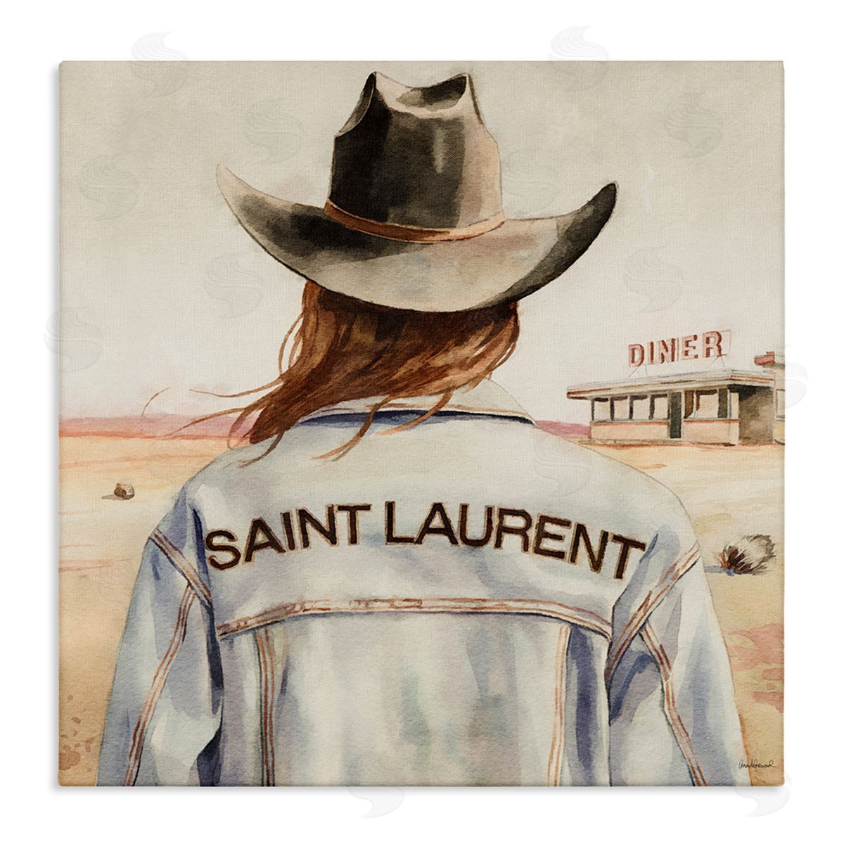 Glam Brunette Cowgirl Canvas Wall Art, Home Decor by Amanda Greenwood