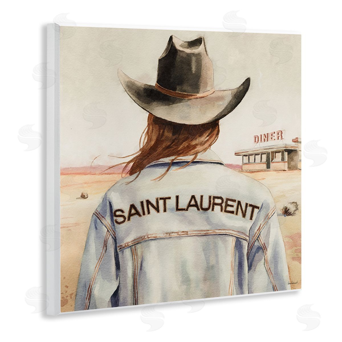 Glam Brunette Cowgirl Wood Plaque Wall Art, Home Decor by Amanda Greenwood