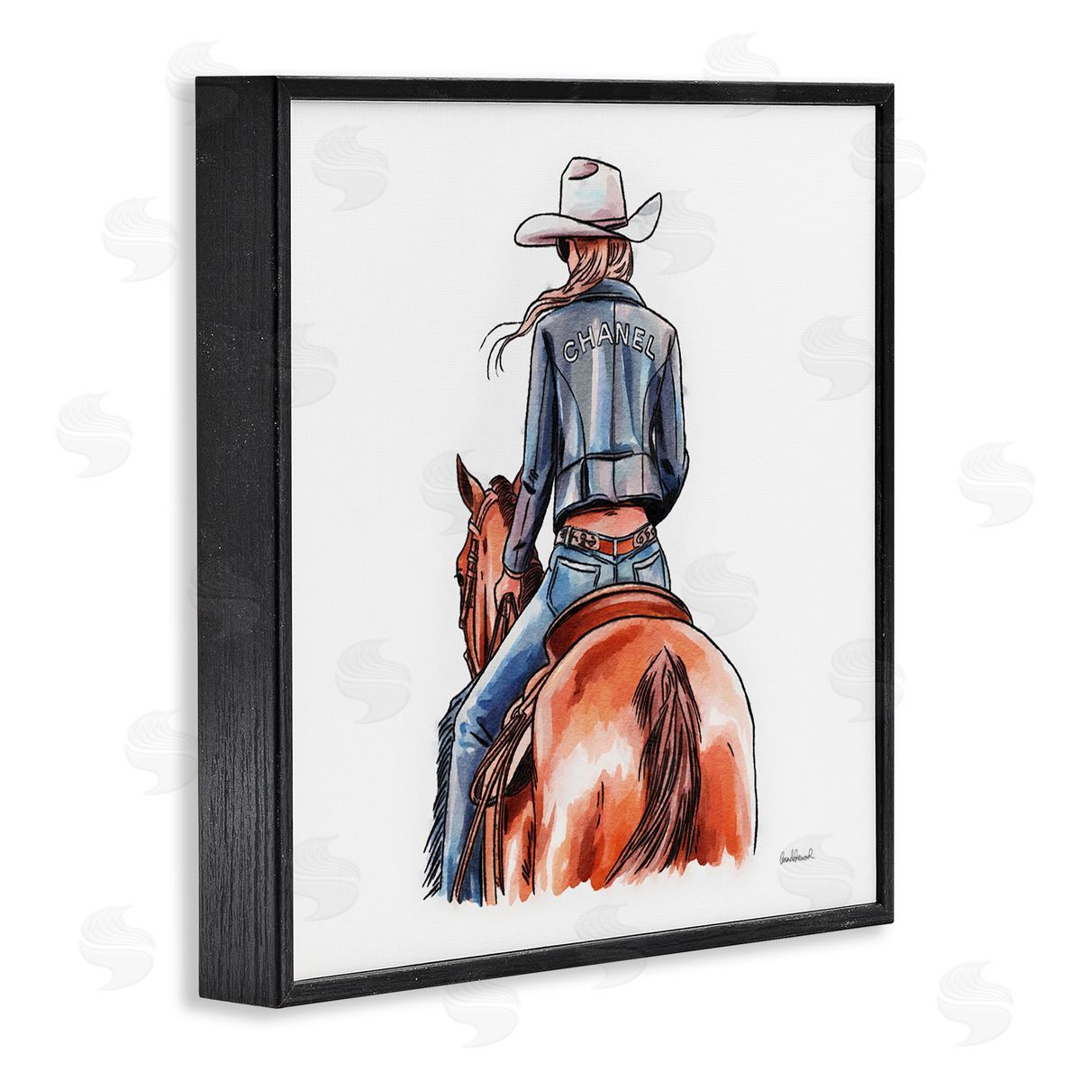 Minimal Glam Cowgirl Black Frame Print Wall Art, Home Decor by Amanda Greenwood
