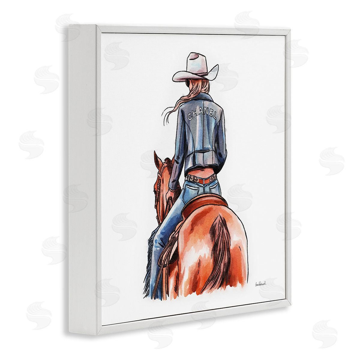 Minimal Glam Cowgirl White Frame Print Wall Art, Home Decor by Amanda Greenwood