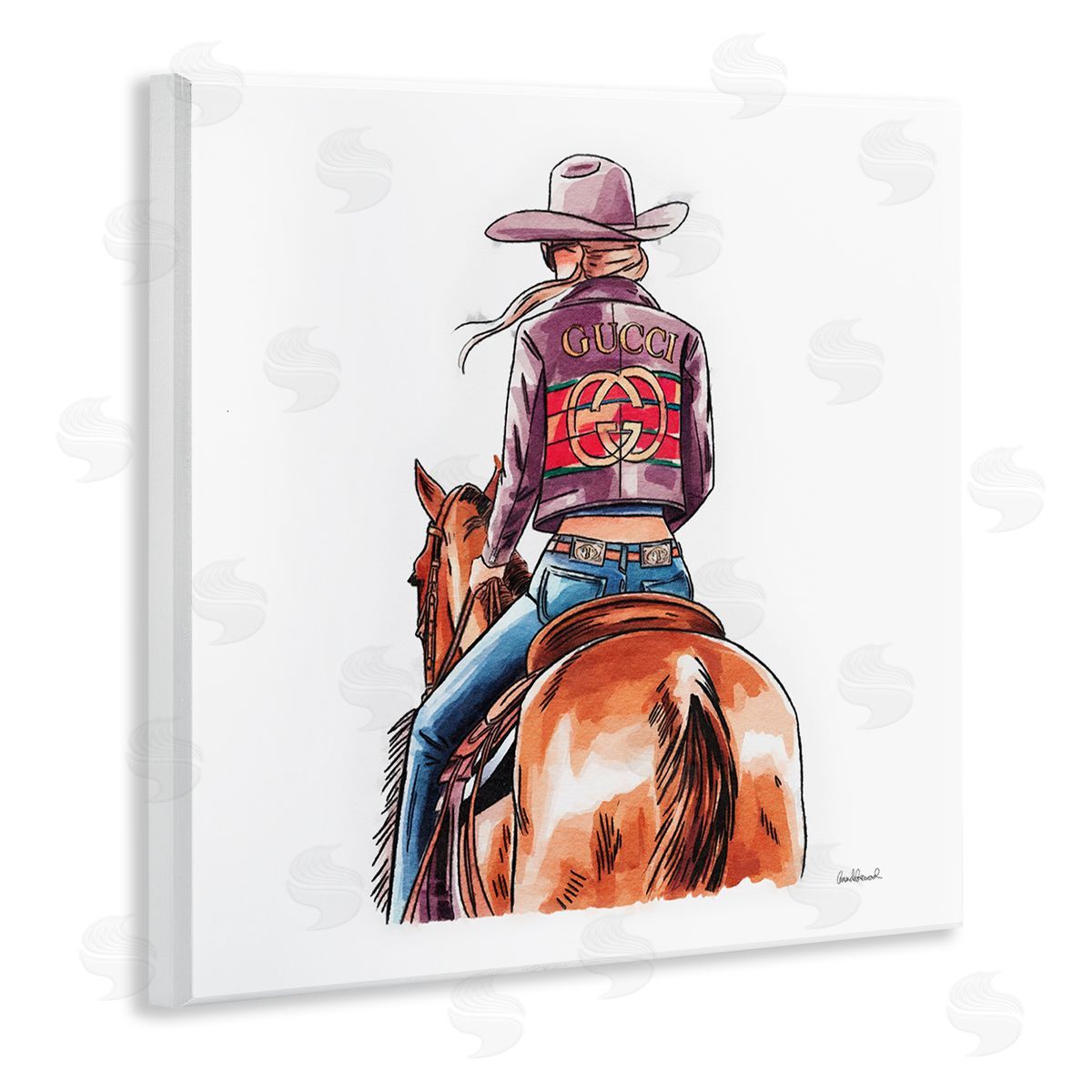 Glam Cowgirl on Horse Wood Plaque Wall Art, Home Decor by Amanda Greenwood