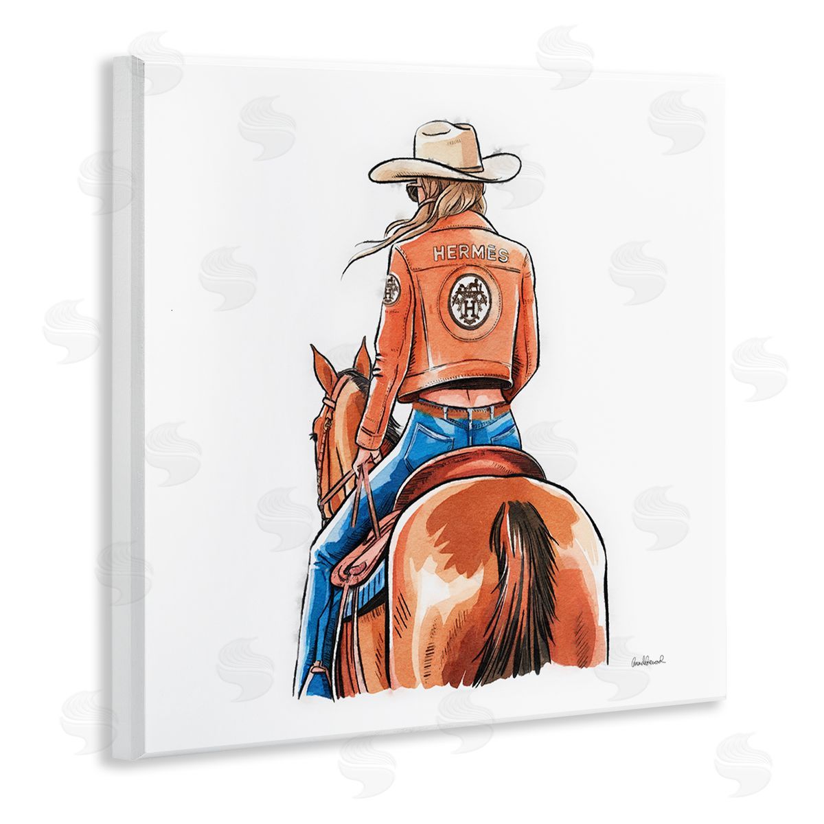 Fashionable Chic Cowgirl Wood Plaque Wall Art, Home Decor by Amanda Greenwood