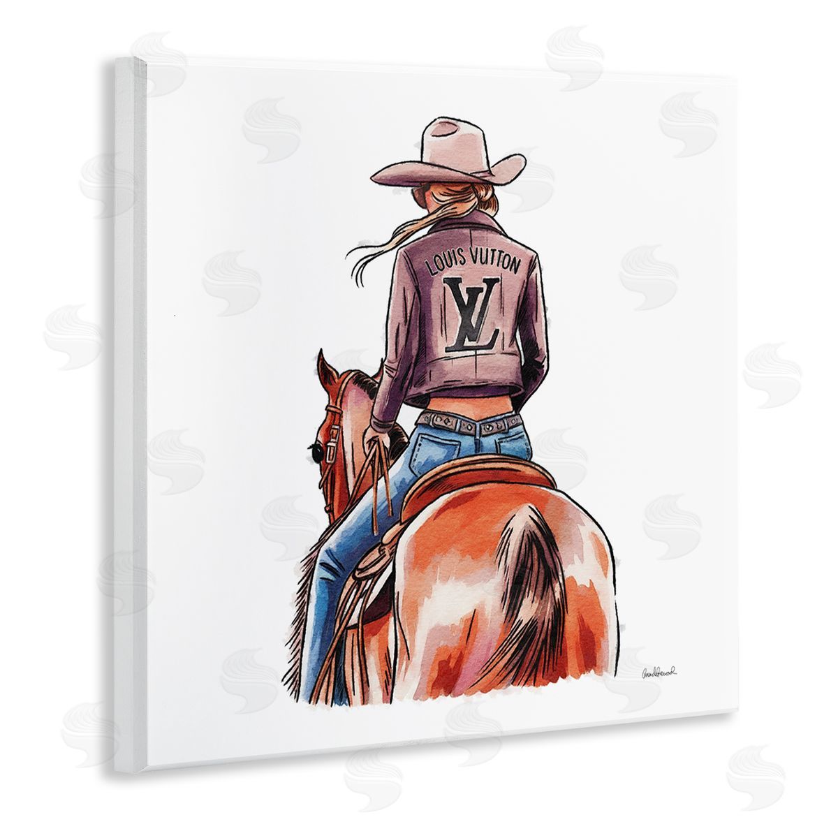 Equestrian Glam Cowgirl Wood Plaque Wall Art, Home Decor by Amanda Greenwood