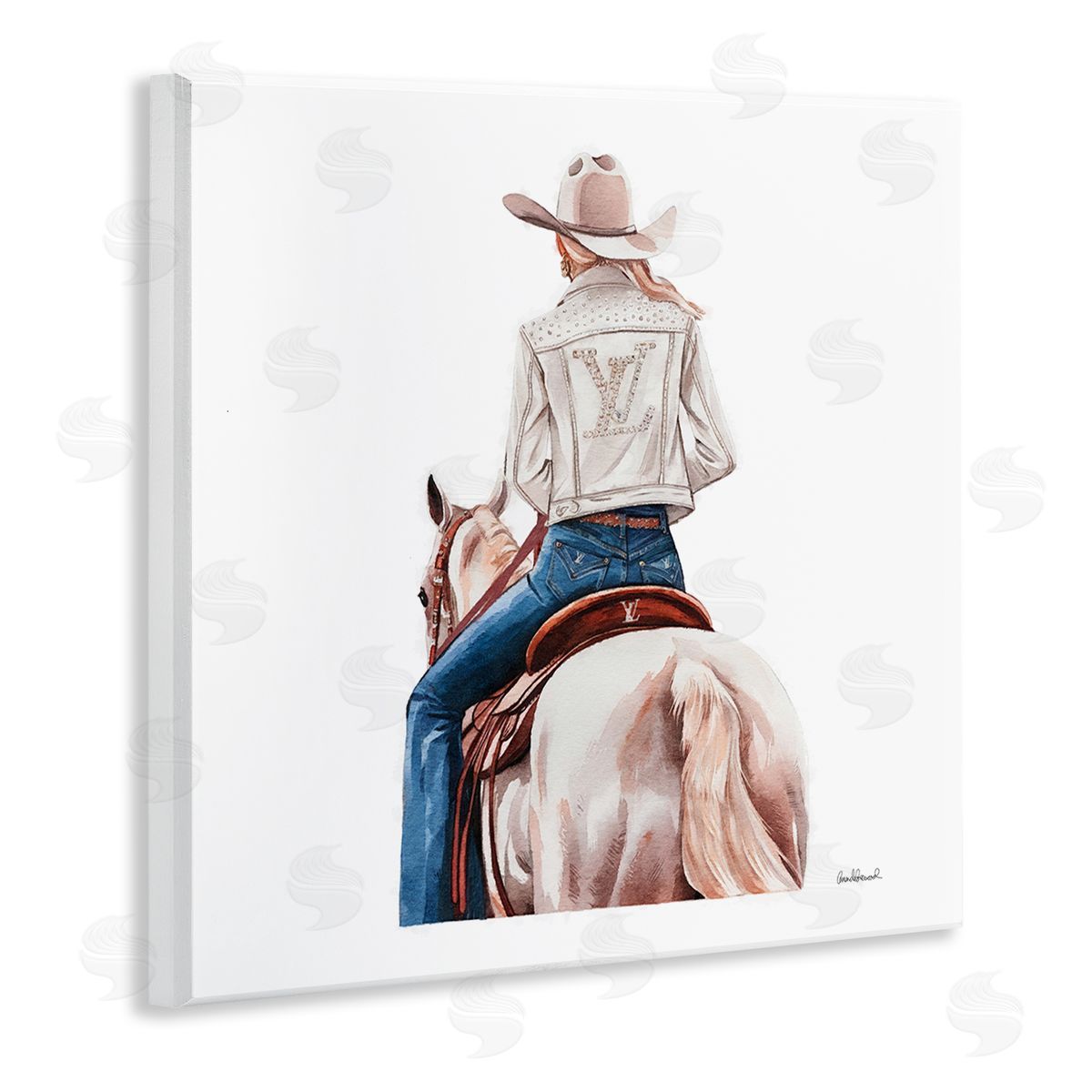 Glam Girl on White Horse Wood Plaque Wall Art, Home Decor by Amanda Greenwood