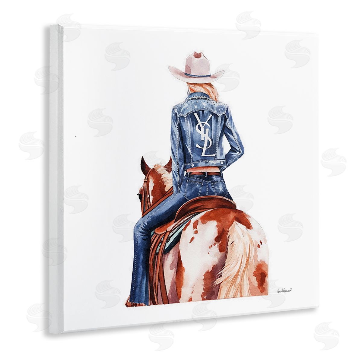 Trendy Cowgirl on Horse Wood Plaque Wall Art, Home Decor by Amanda Greenwood