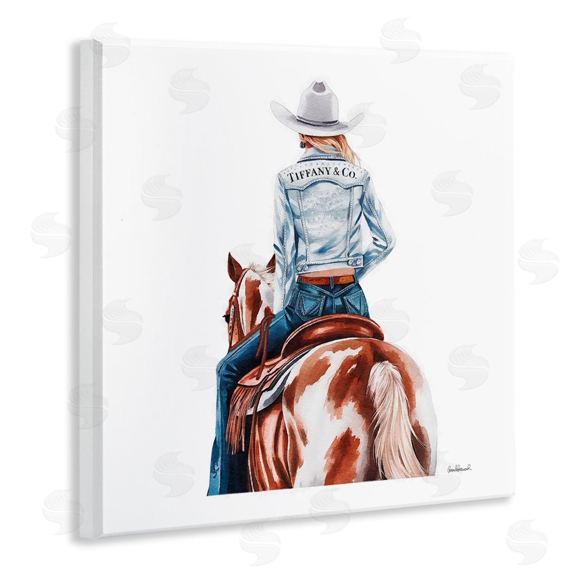 Mod Cowgirl on Horse Wood Plaque Wall Art, Home Decor by Amanda Greenwood