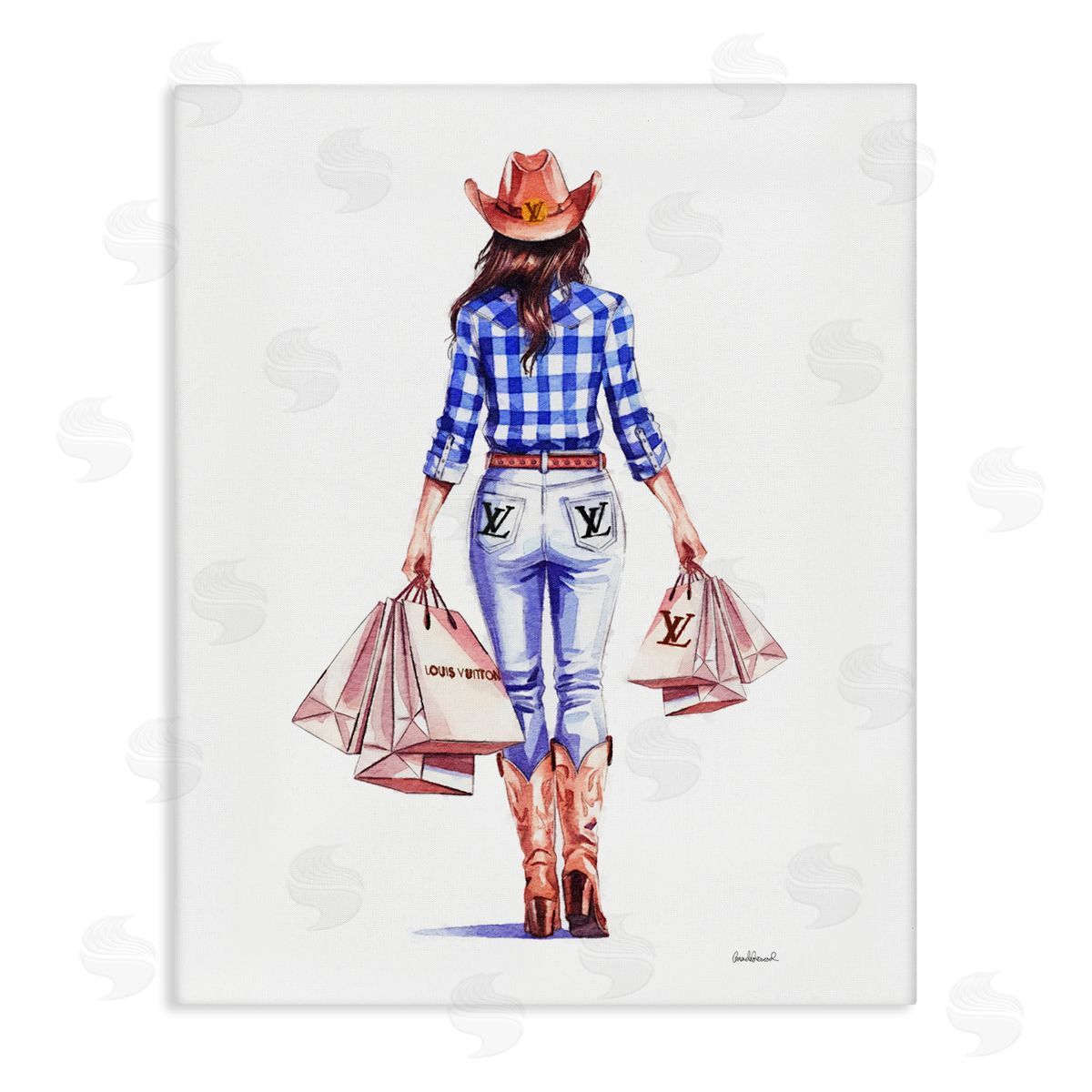 Trendy Shopping Cowgirl Canvas Wall Art, Home Decor by Amanda Greenwood