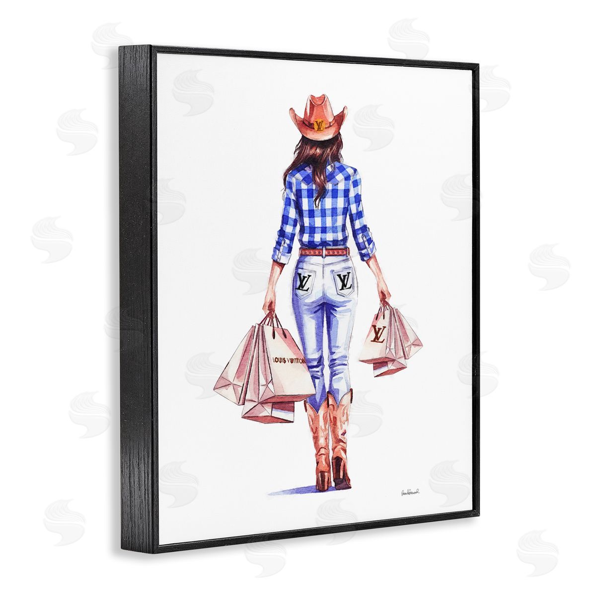 Trendy Shopping Cowgirl Black Frame Print Wall Art, Home Decor by Amanda Greenwood