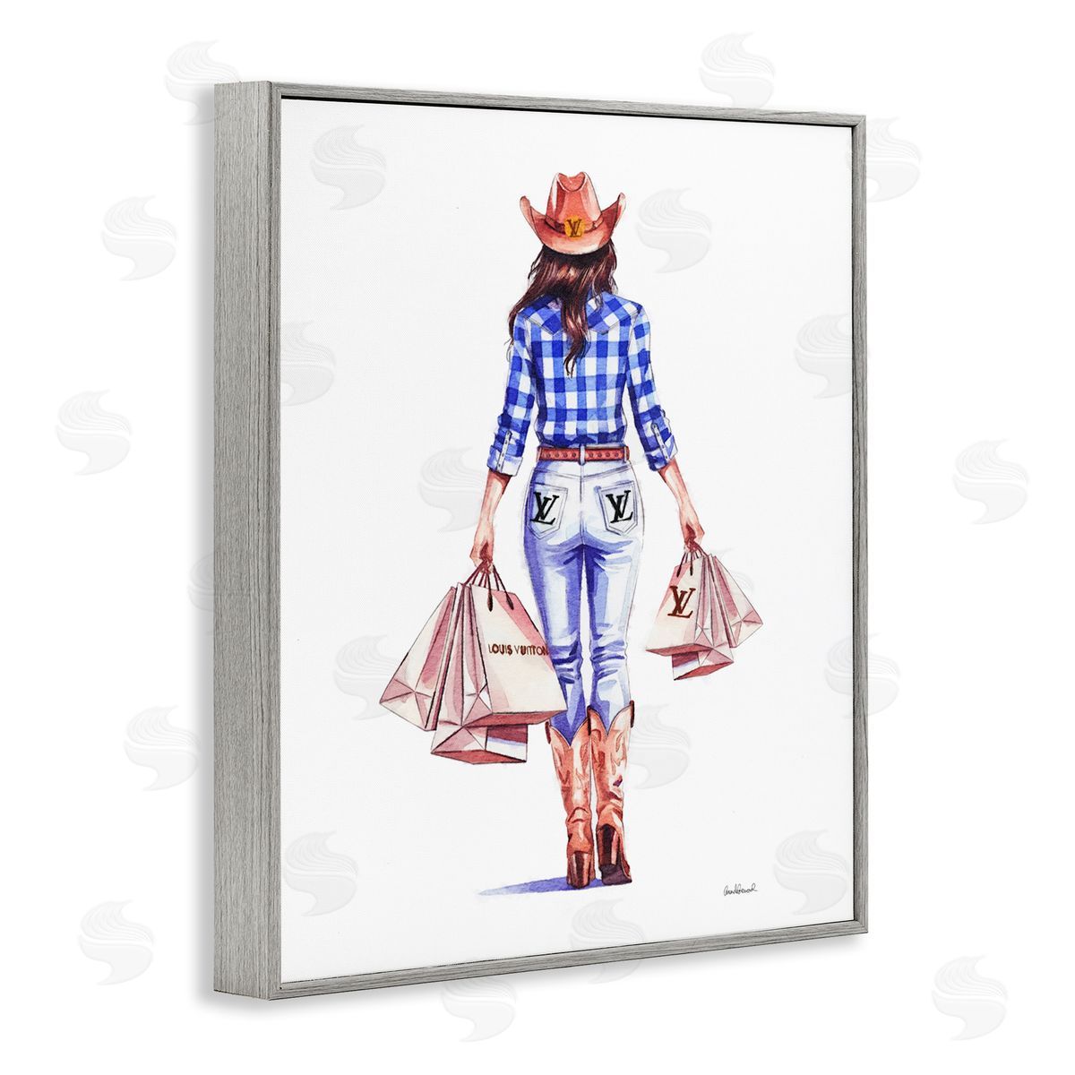 Trendy Shopping Cowgirl Grey Frame Print Wall Art, Home Decor by Amanda Greenwood
