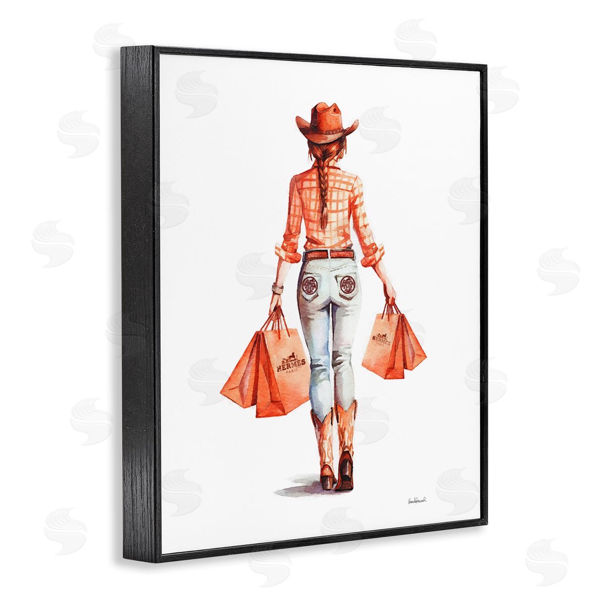 Modern Chic Cowgirl Black Frame Print Wall Art, Home Decor by Amanda Greenwood