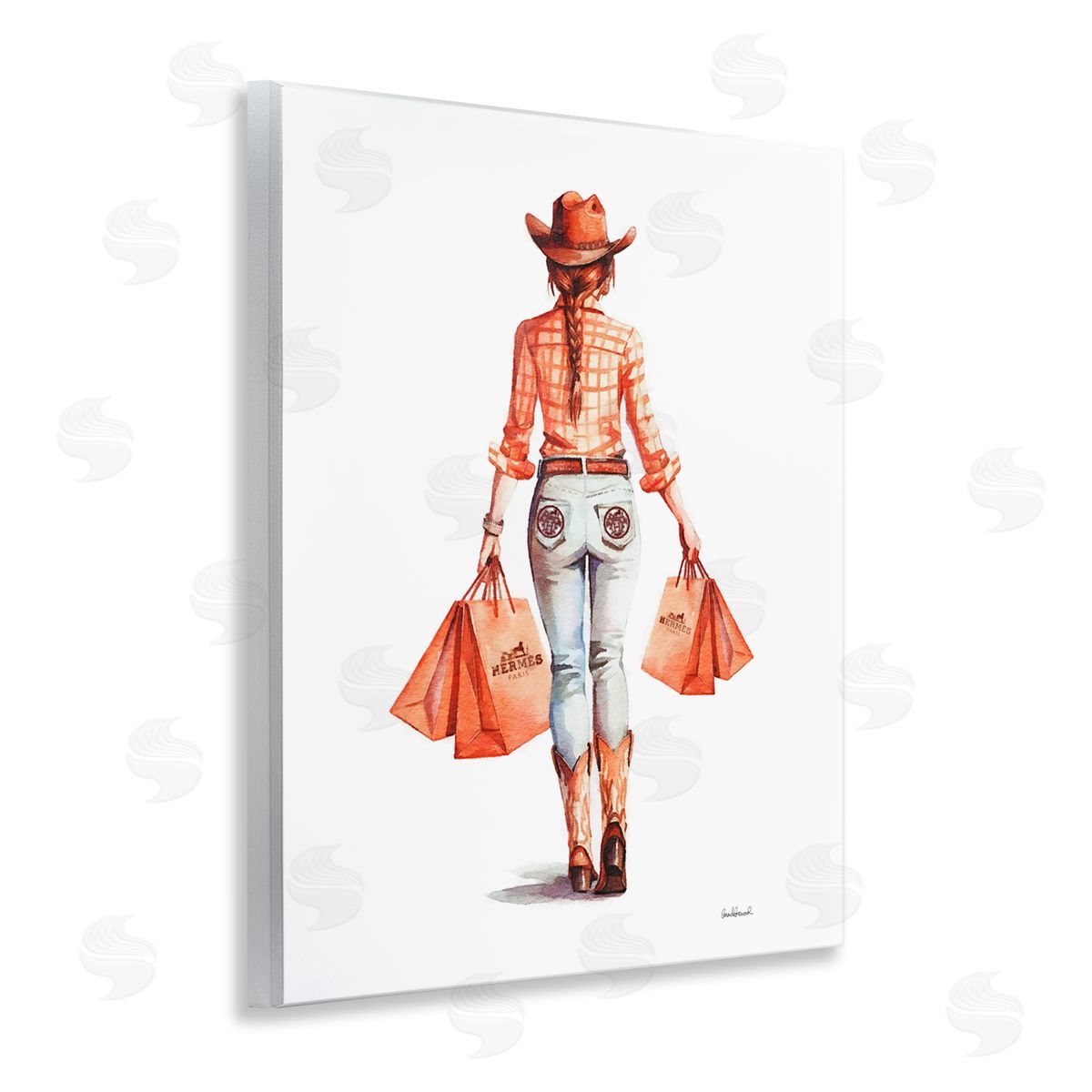 Modern Chic Cowgirl Wood Plaque Wall Art, Home Decor by Amanda Greenwood