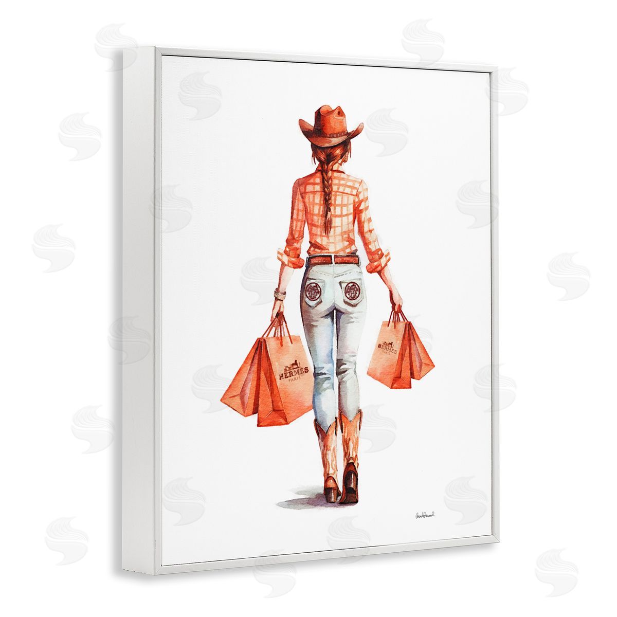 Modern Chic Cowgirl White Frame Print Wall Art, Home Decor by Amanda Greenwood