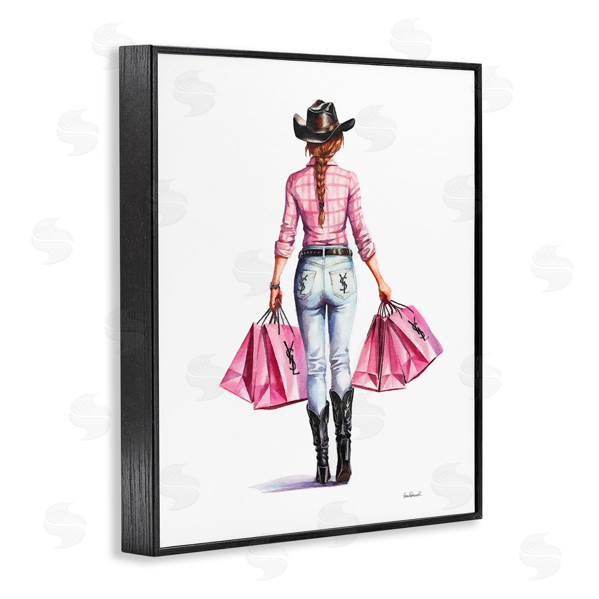 Modern Chic Country Cowgirl Black Frame Print Wall Art, Home Decor by Amanda Greenwood