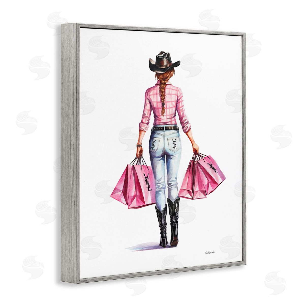 Modern Chic Country Cowgirl Grey Frame Print Wall Art, Home Decor by Amanda Greenwood