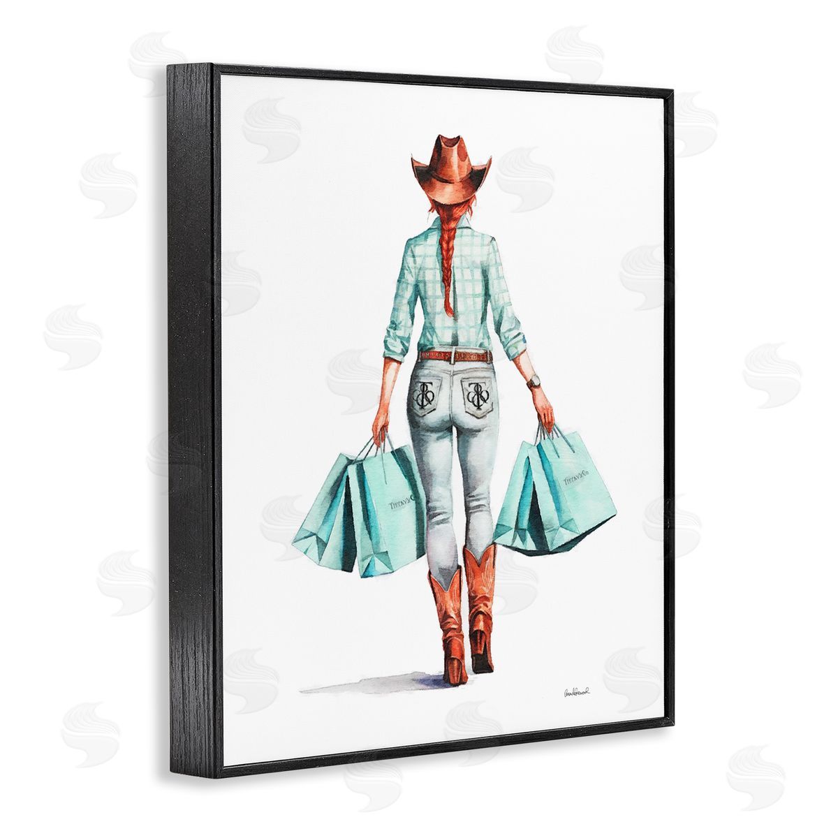 Trendy Country Cowgirl Black Frame Print Wall Art, Home Decor by Amanda Greenwood