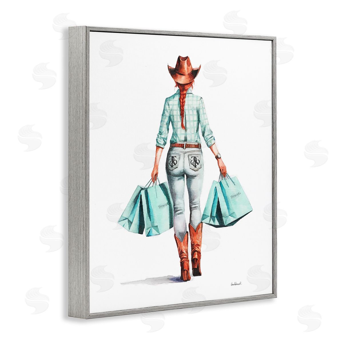 Trendy Country Cowgirl Grey Frame Print Wall Art, Home Decor by Amanda Greenwood