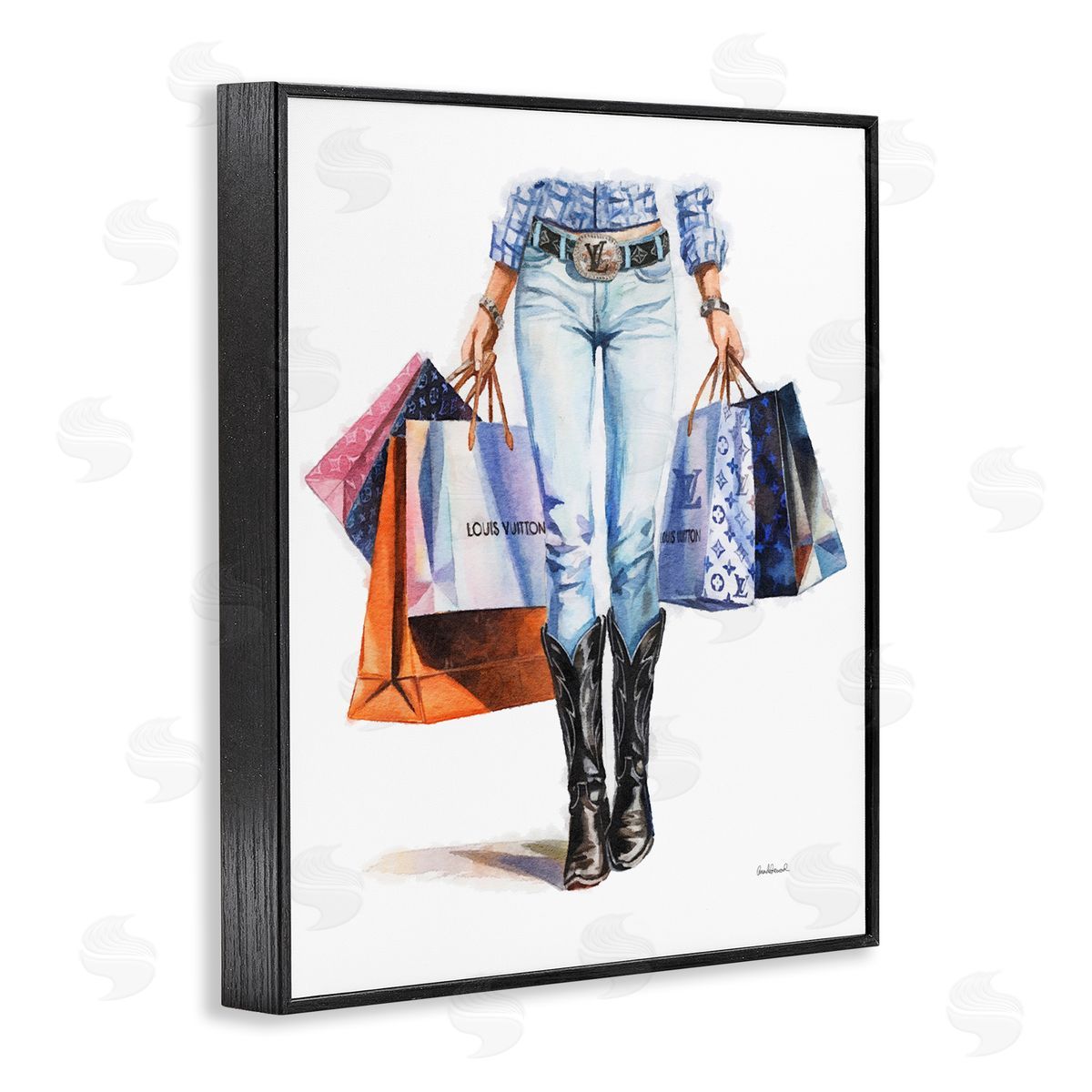 Fashionable Country Gal Black Frame Print Wall Art, Home Decor by Amanda Greenwood