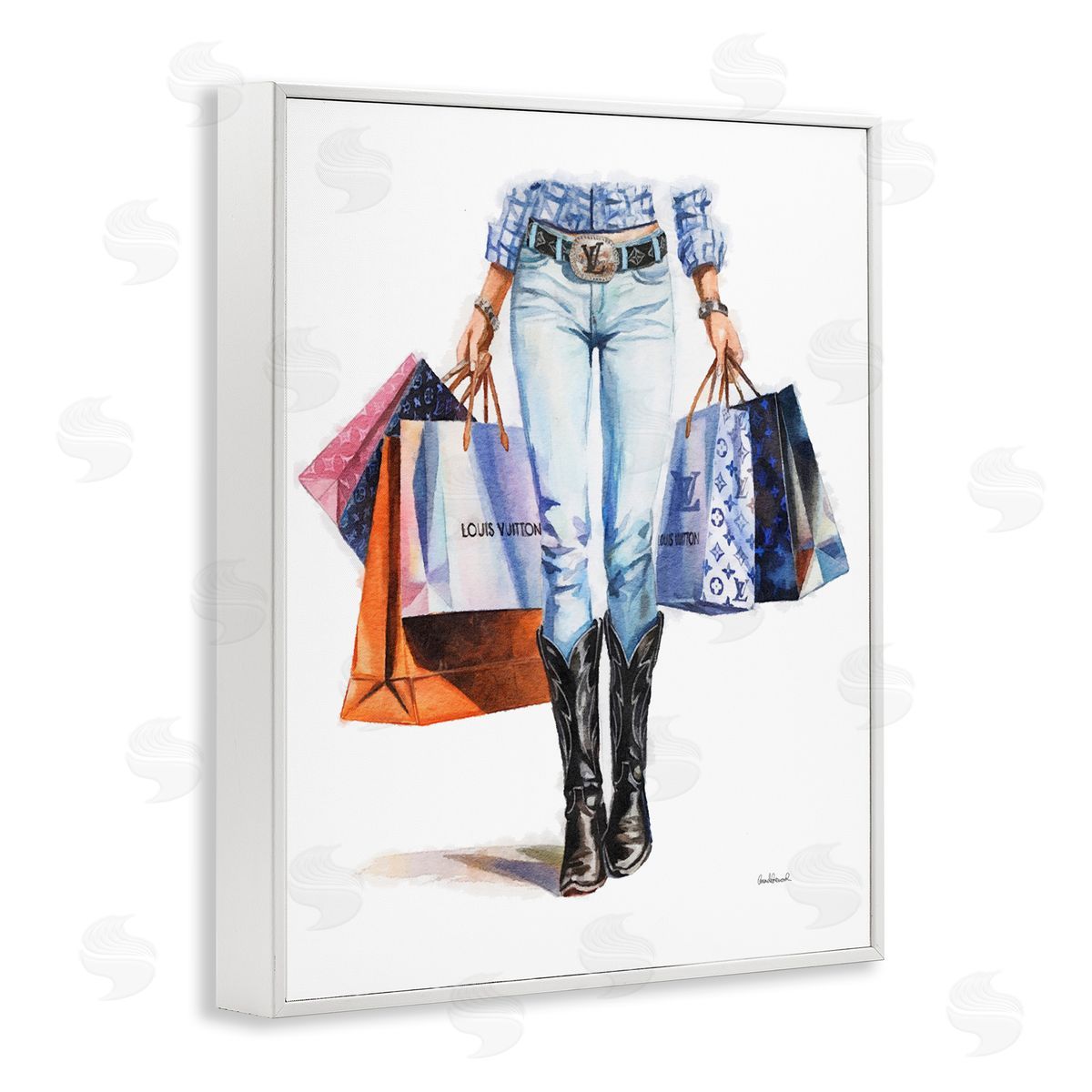Fashionable Country Gal White Frame Print Wall Art, Home Decor by Amanda Greenwood