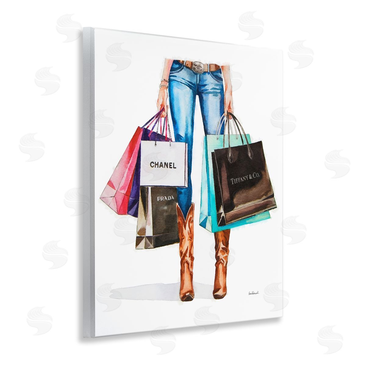 Shopping Bags Cowgirl Wood Plaque Wall Art, Home Decor by Amanda Greenwood