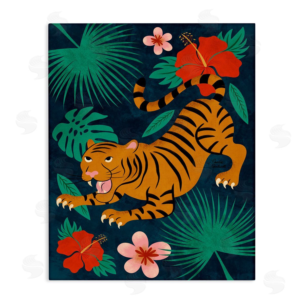 Crouching Tiger Tropics Canvas Wall Art, Home Decor by Carrie Cantwell
