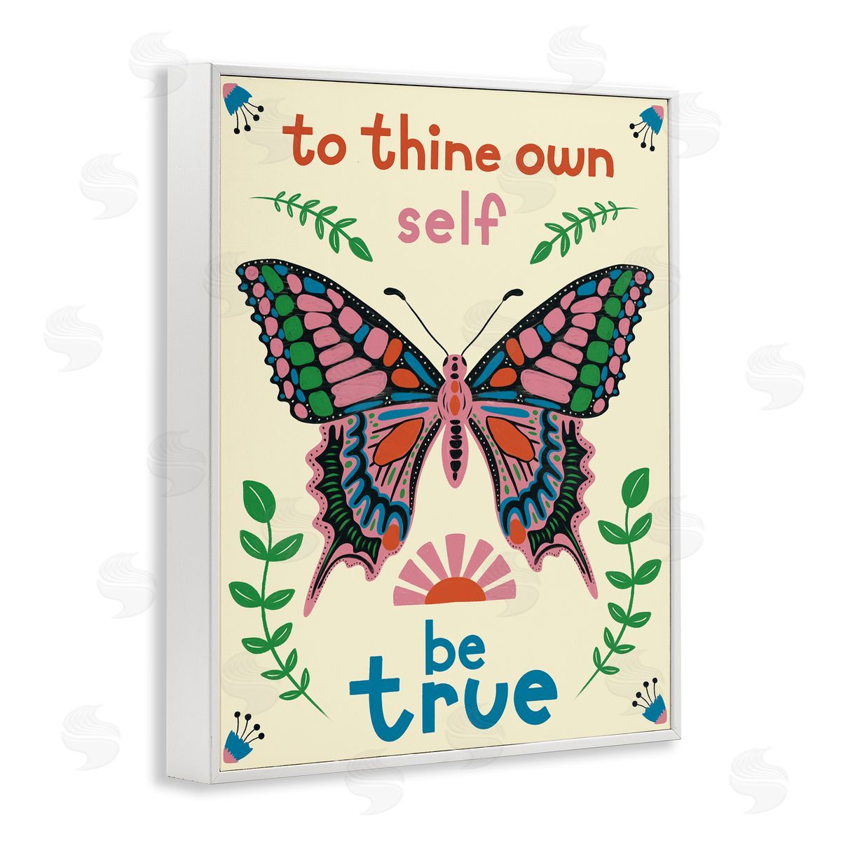 To Thine Self Be True Phrase White Frame Print Wall Art, Home Decor by Carrie Cantwell