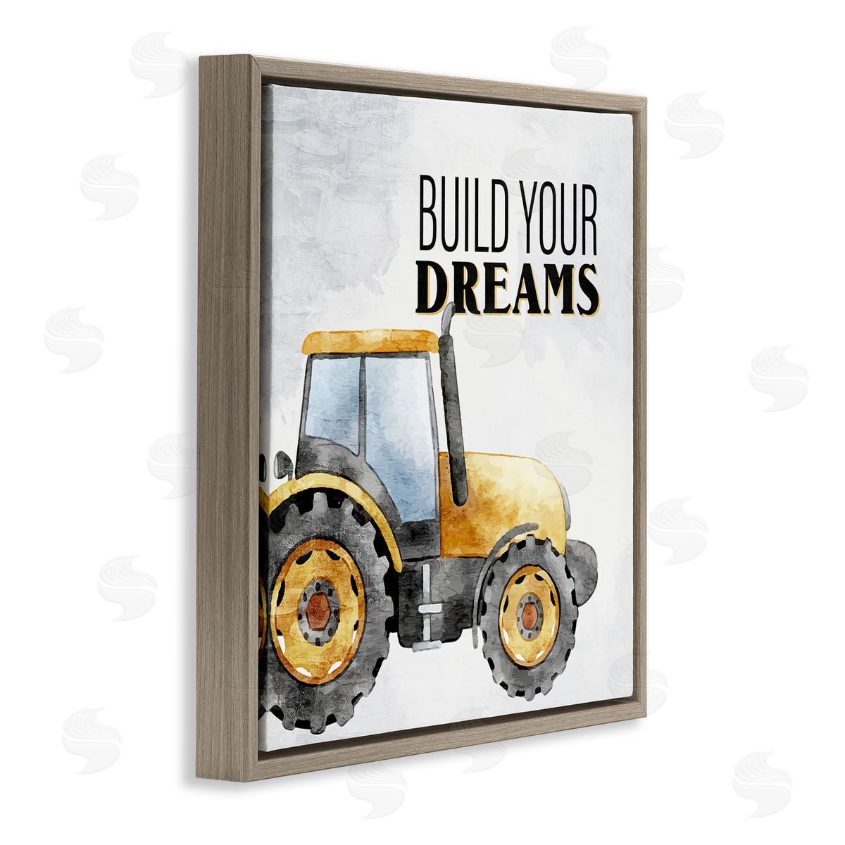Build Your Dreams Phrase Brown Floating Frame Canvas Wall Art, Home Decor by Kim Allen