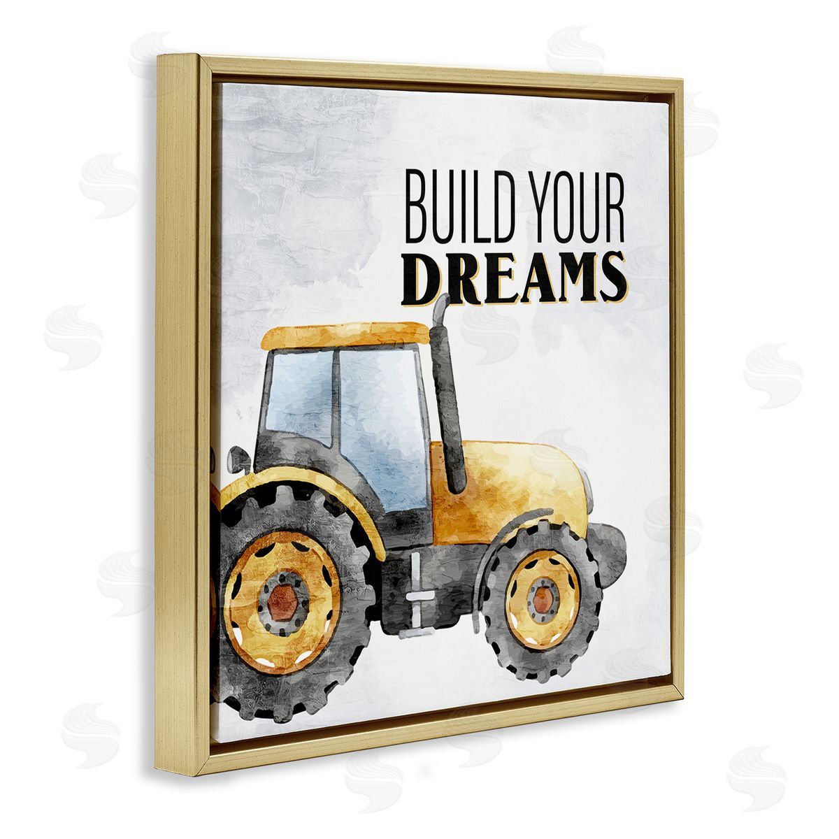Build Your Dreams Phrase Gold Floating Frame Canvas Wall Art, Home Decor by Kim Allen