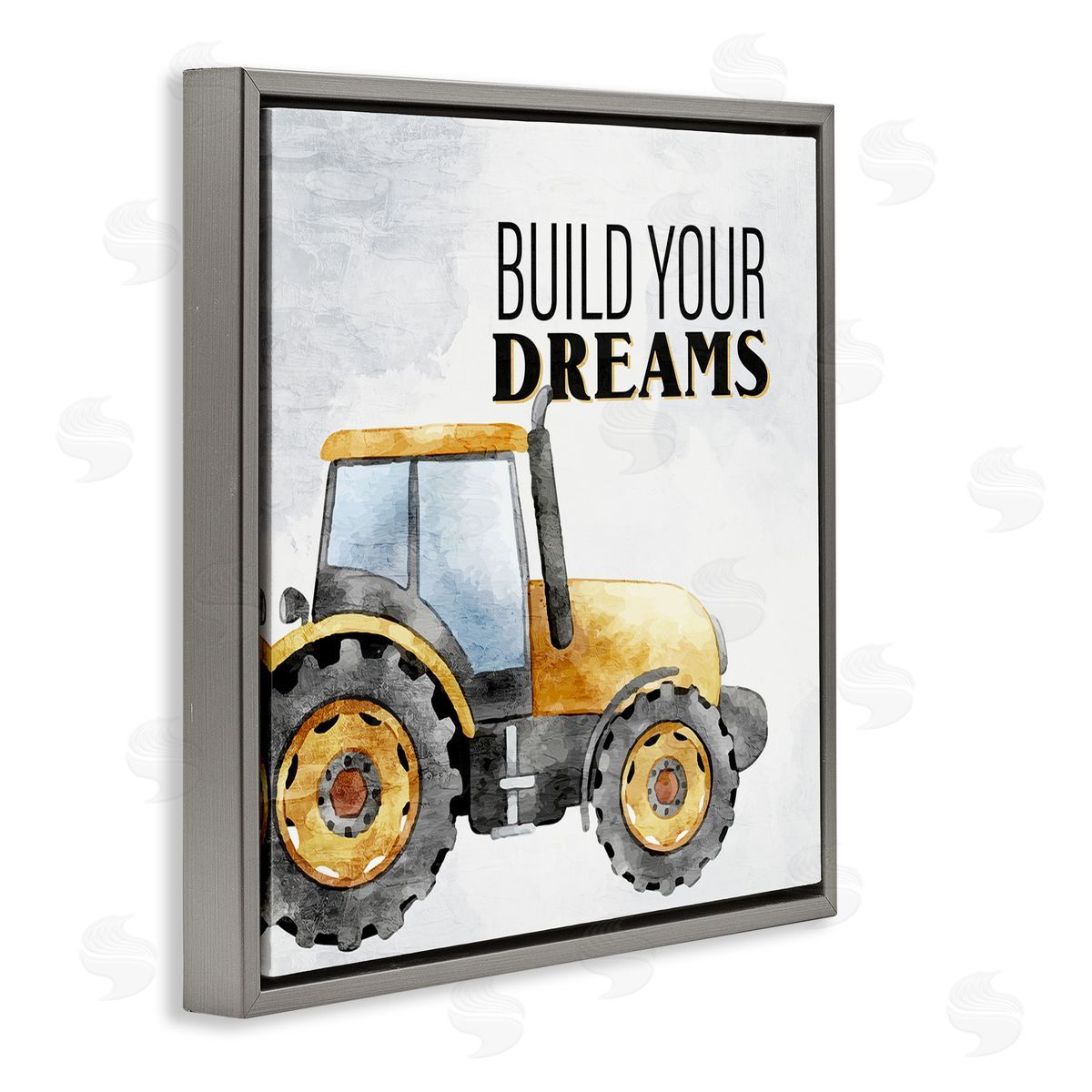 Build Your Dreams Phrase Grey Floating Frame Canvas Wall Art, Home Decor by Kim Allen