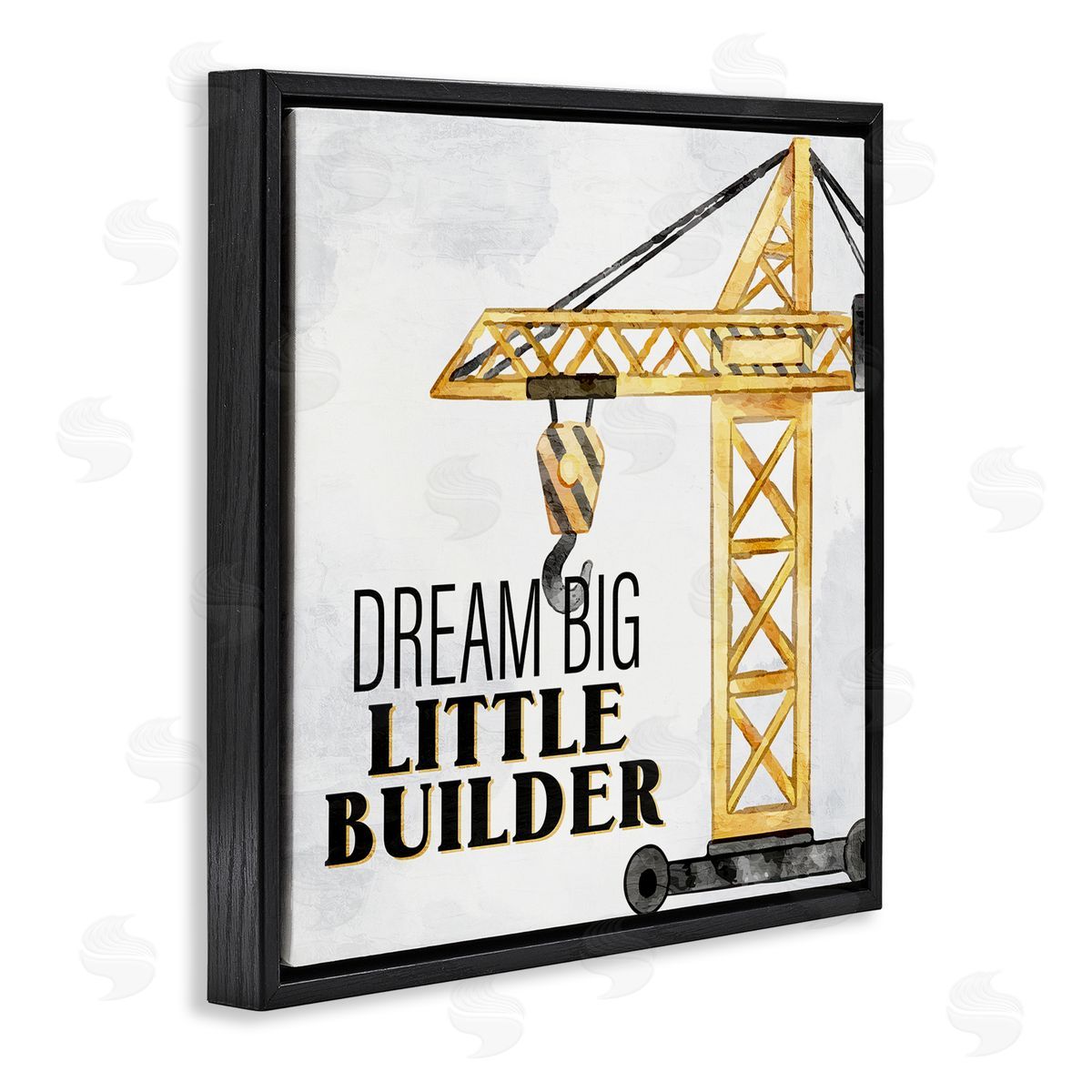 Dream Big Little Builder Black Floating Frame Canvas Wall Art, Home Decor by Kim Allen
