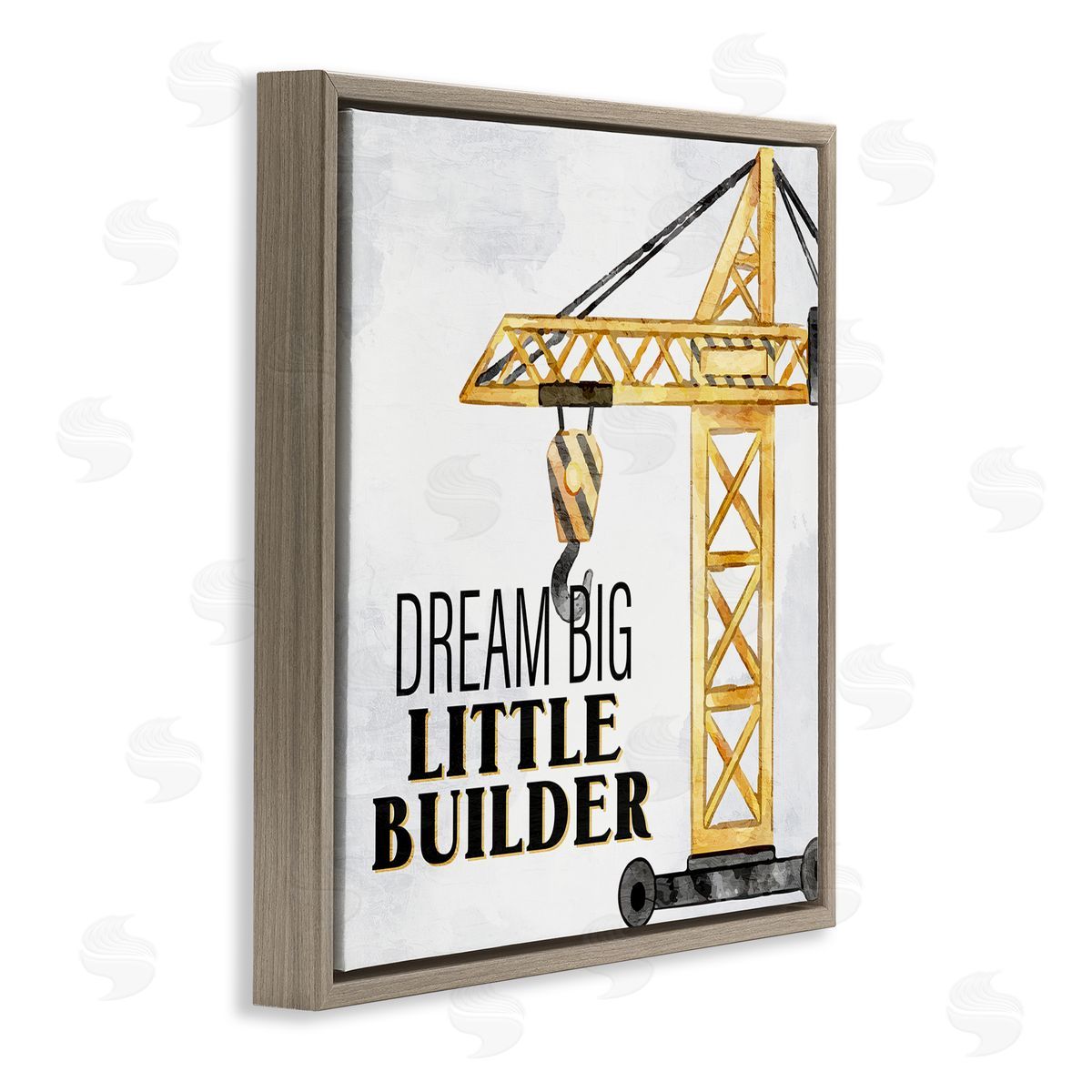 Dream Big Little Builder Brown Floating Frame Canvas Wall Art, Home Decor by Kim Allen