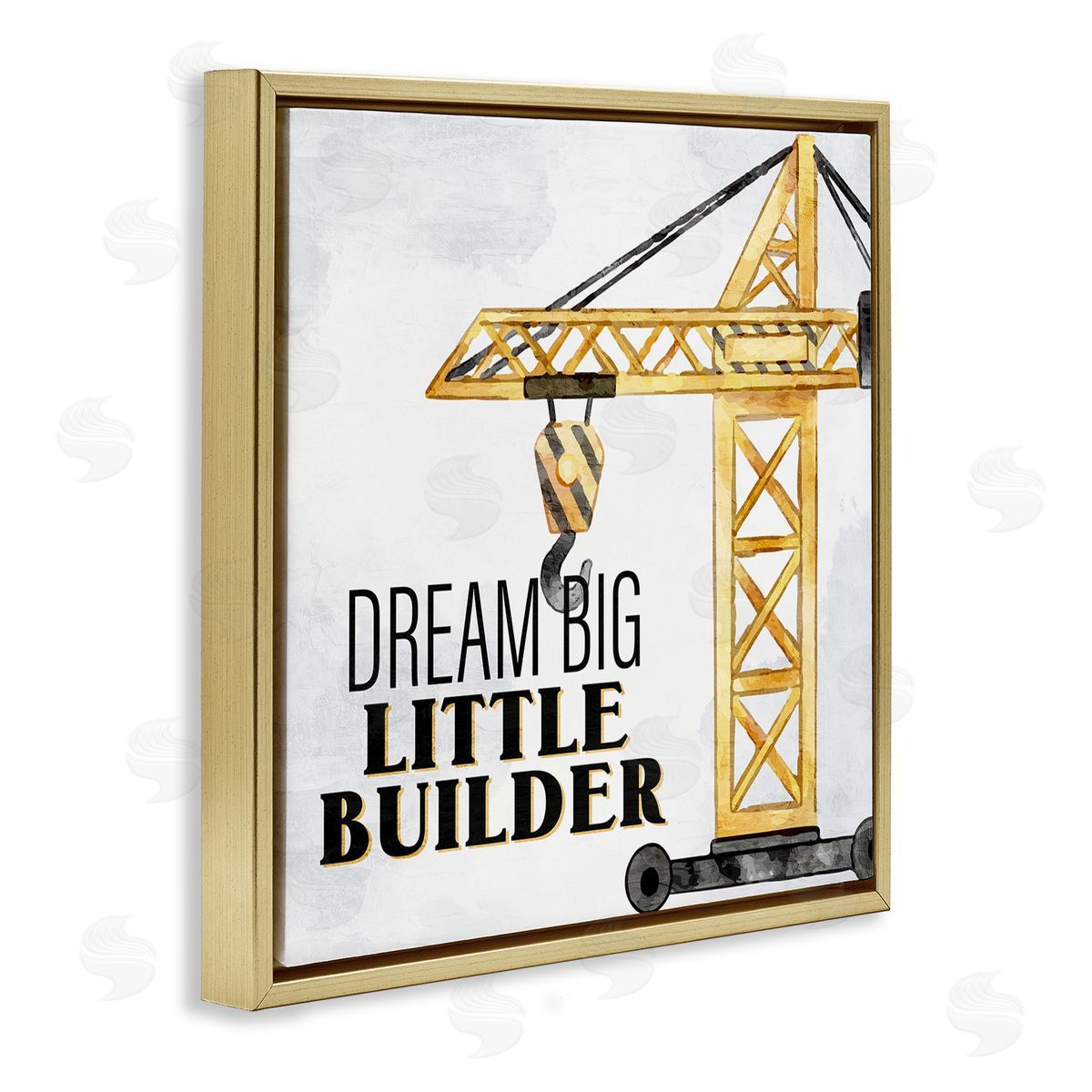 Dream Big Little Builder Gold Floating Frame Canvas Wall Art, Home Decor by Kim Allen