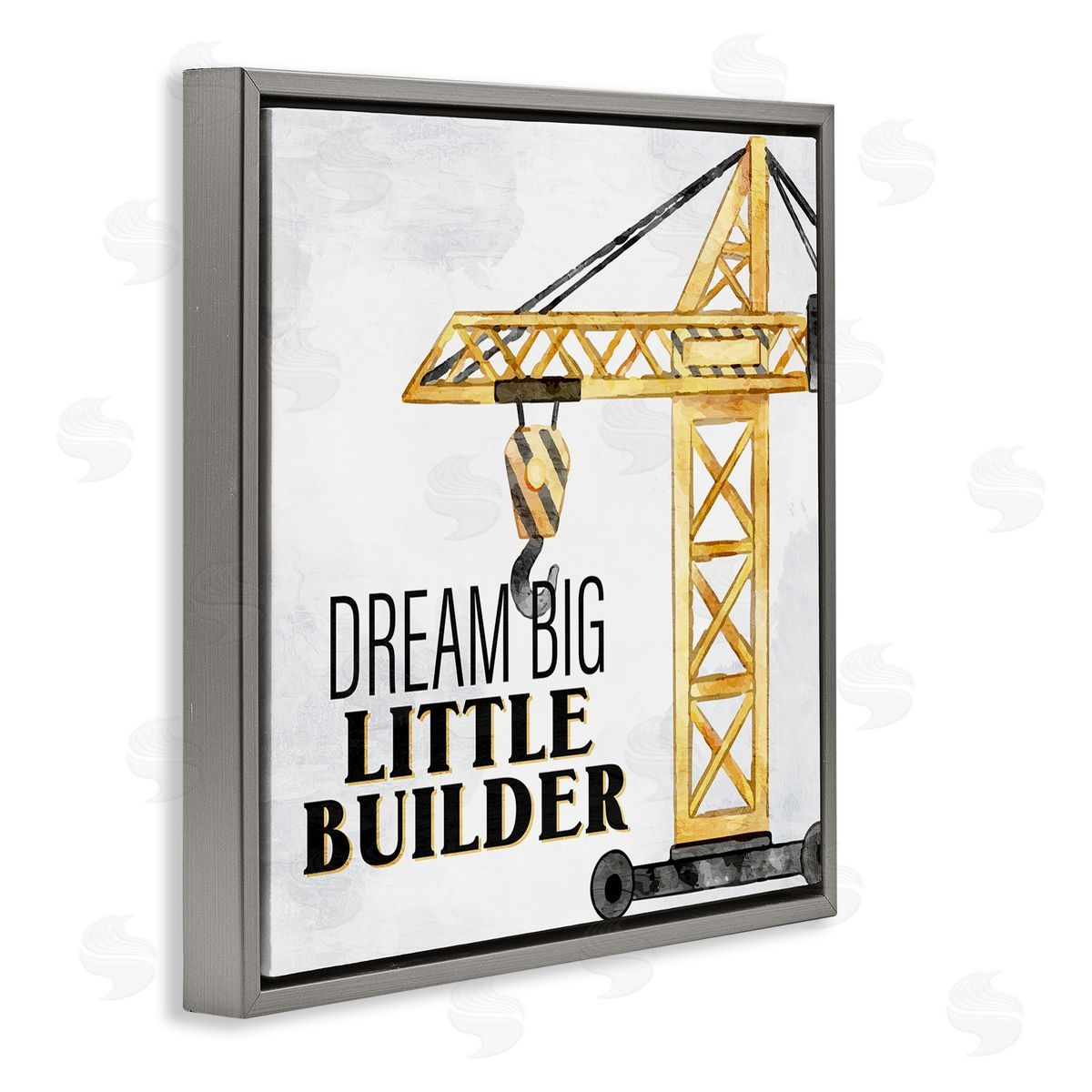 Dream Big Little Builder Grey Floating Frame Canvas Wall Art, Home Decor by Kim Allen