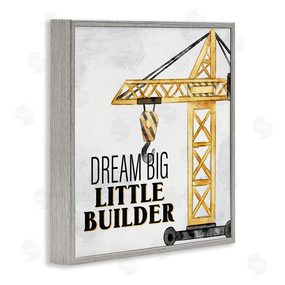 Dream Big Little Builder Grey Frame Print Wall Art, Home Decor by Kim Allen
