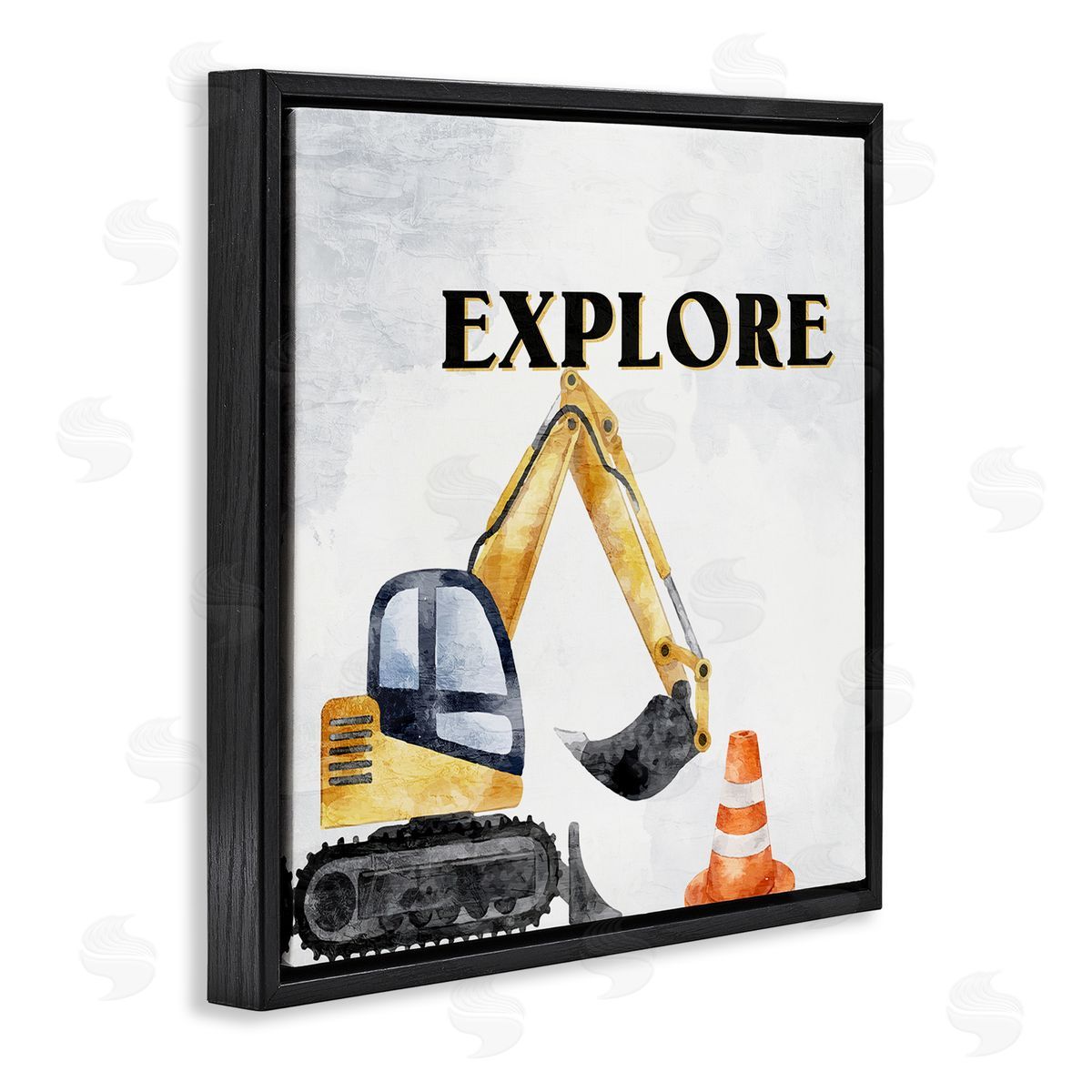 Explore Construction Vehicle Black Floating Frame Canvas Wall Art, Home Decor by Kim Allen