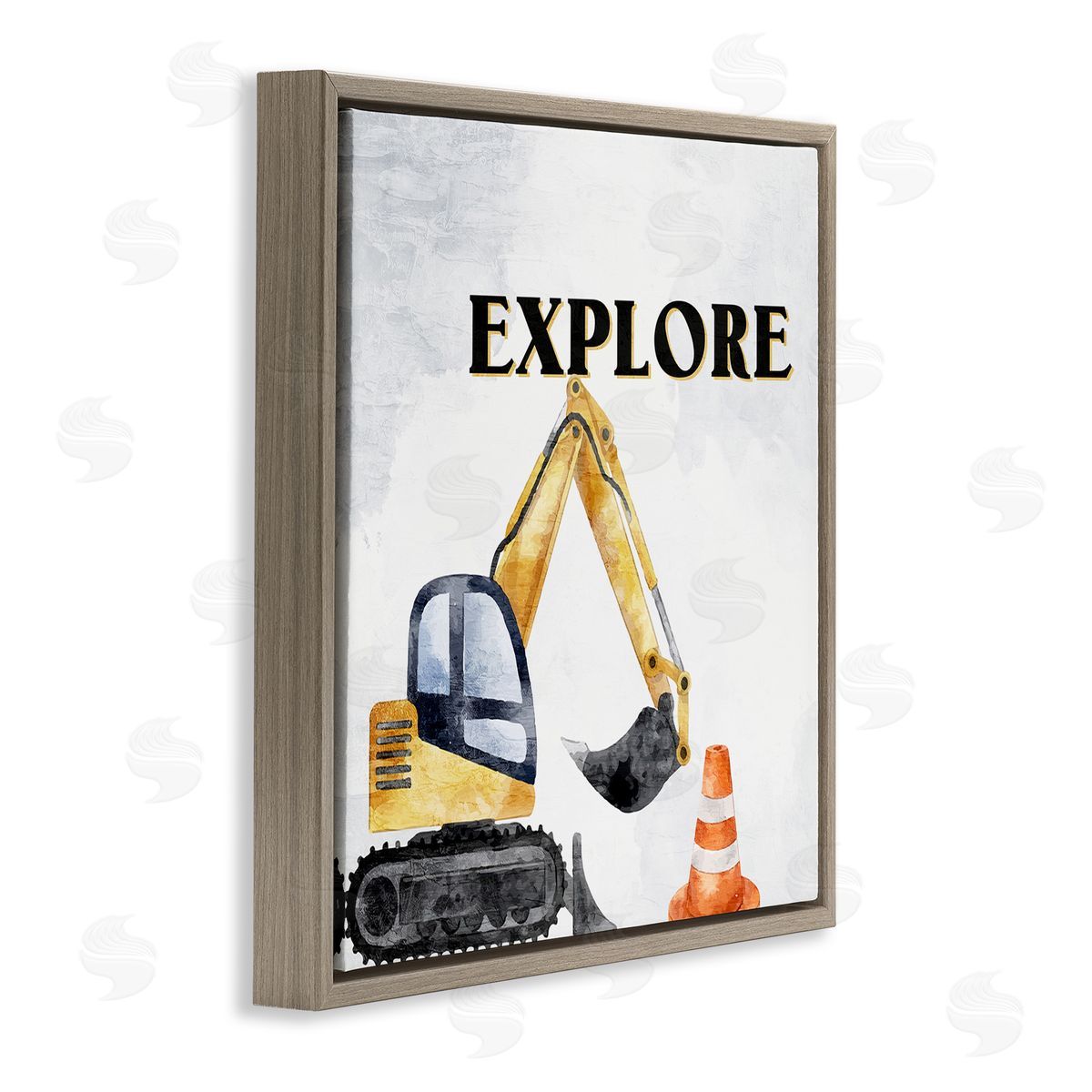 Explore Construction Vehicle Brown Floating Frame Canvas Wall Art, Home Decor by Kim Allen