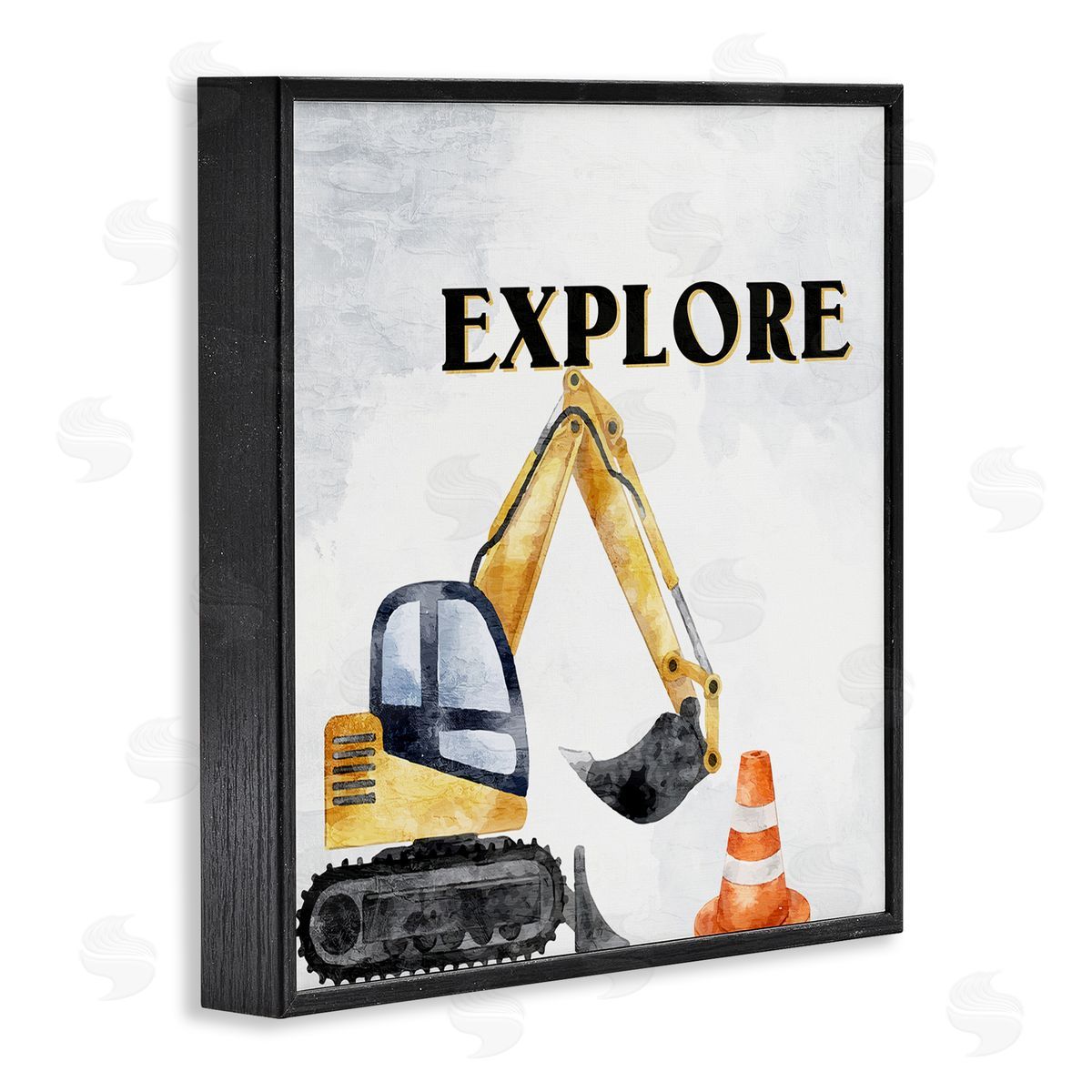 Explore Construction Vehicle Black Frame Print Wall Art, Home Decor by Kim Allen