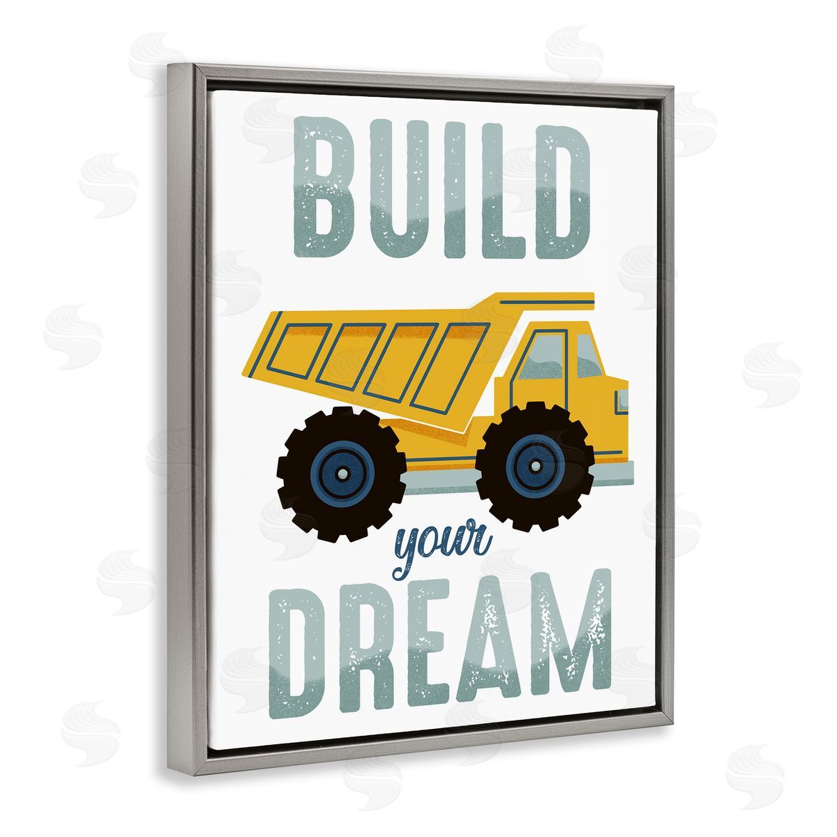 Build Your Dream Construction Grey Floating Frame Canvas Wall Art, Home Decor by Marcus Prime